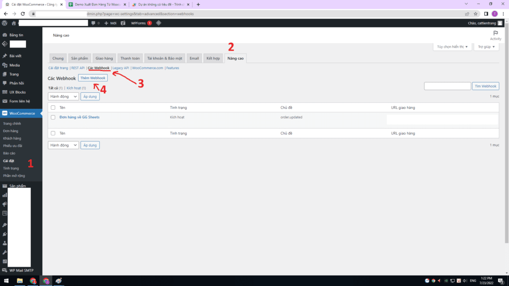 Tạo Webhook